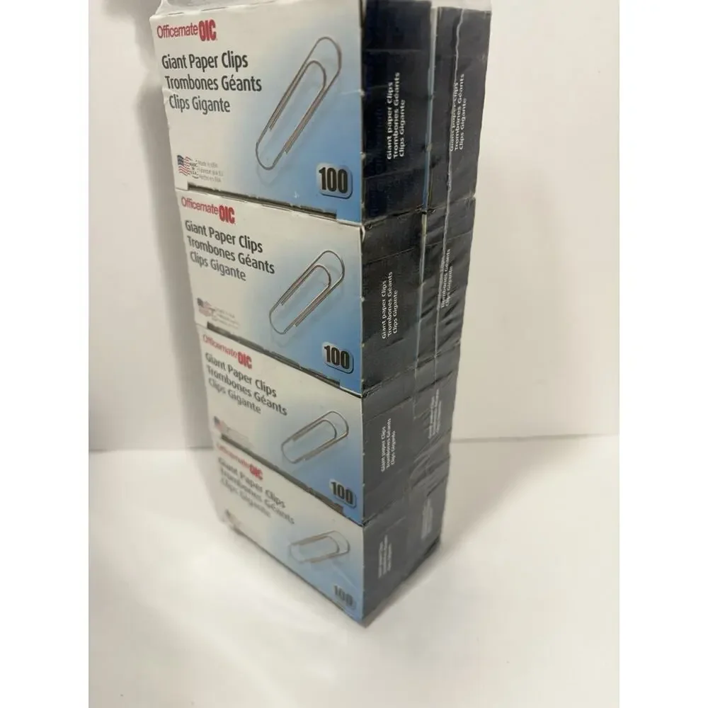 Officemate 99914 Giant Paper Clips Large Silver Steel 8 Boxes (100 Ea) Total 800